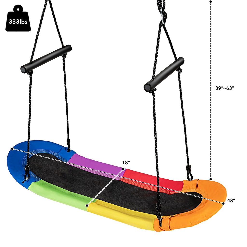Surfing Tree Swing, Platform Swing with Soft Handles and Adjustable Height, Saucer Tree Swing with Stable Metal Frame