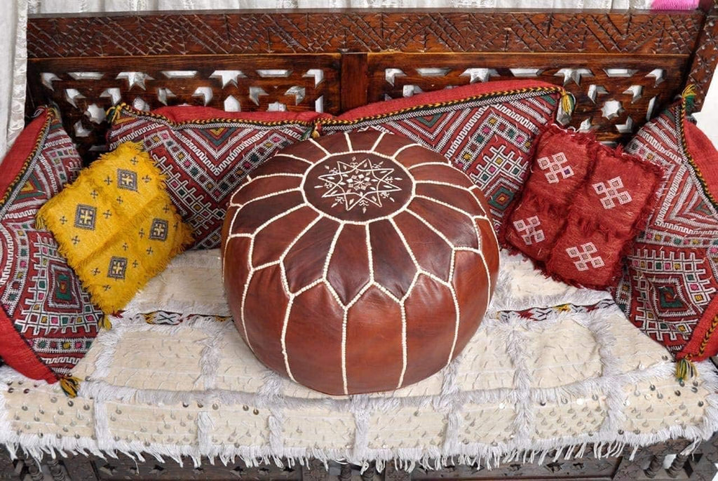 Premium Ottoman Pouf Cover, Ottoman Footstool Hassock 100% Real Natural Leather pouffe, Home Gifts, Wedding Gifts