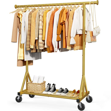 Stainless Steel Clothes Rack Mesh Shelf, 42.5x16.5x65.9, Gold