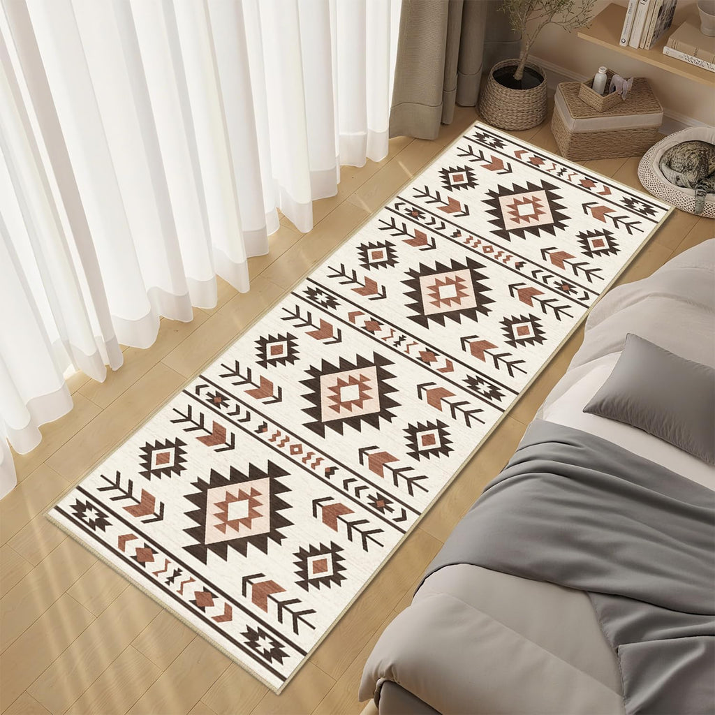 Western Runner Rug Kitchen Bedroom, Southwestern Aztec Tribal Runner Rugs Southwest Navajo Machine Washable Rug