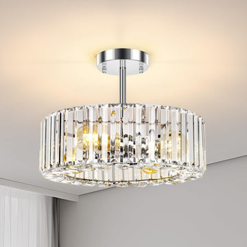 Crystal Chandelier Ceiling Light - 4-Light Ceiling Light Fixture Modern Ceiling Mount Lights Chandelier for Dinning