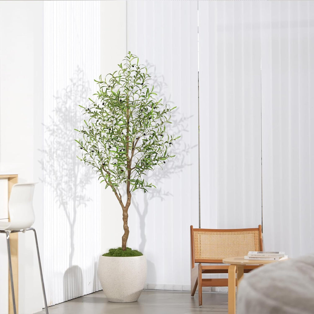 6FT Faux Olive Tree with Natural Textured Trunk & Lifelike Leaves