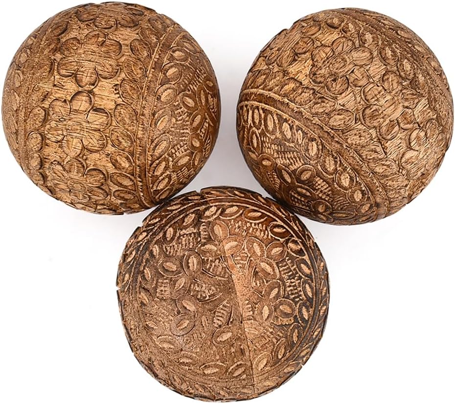 Decorative Ball Mango Wood Centerpiece or Individual Use Ideal for Use in Living, Dining Room | Coffee Table - Set of 3