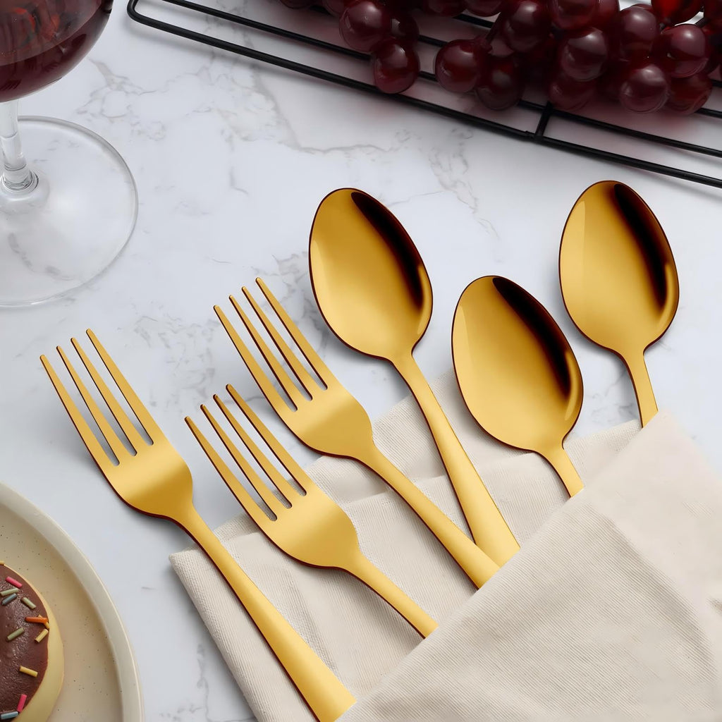 24-Piece Spoons and Forks Set Silverware Set - Forks and Spoons Stainless Steel Silverware and Restaurant, 12-Fork