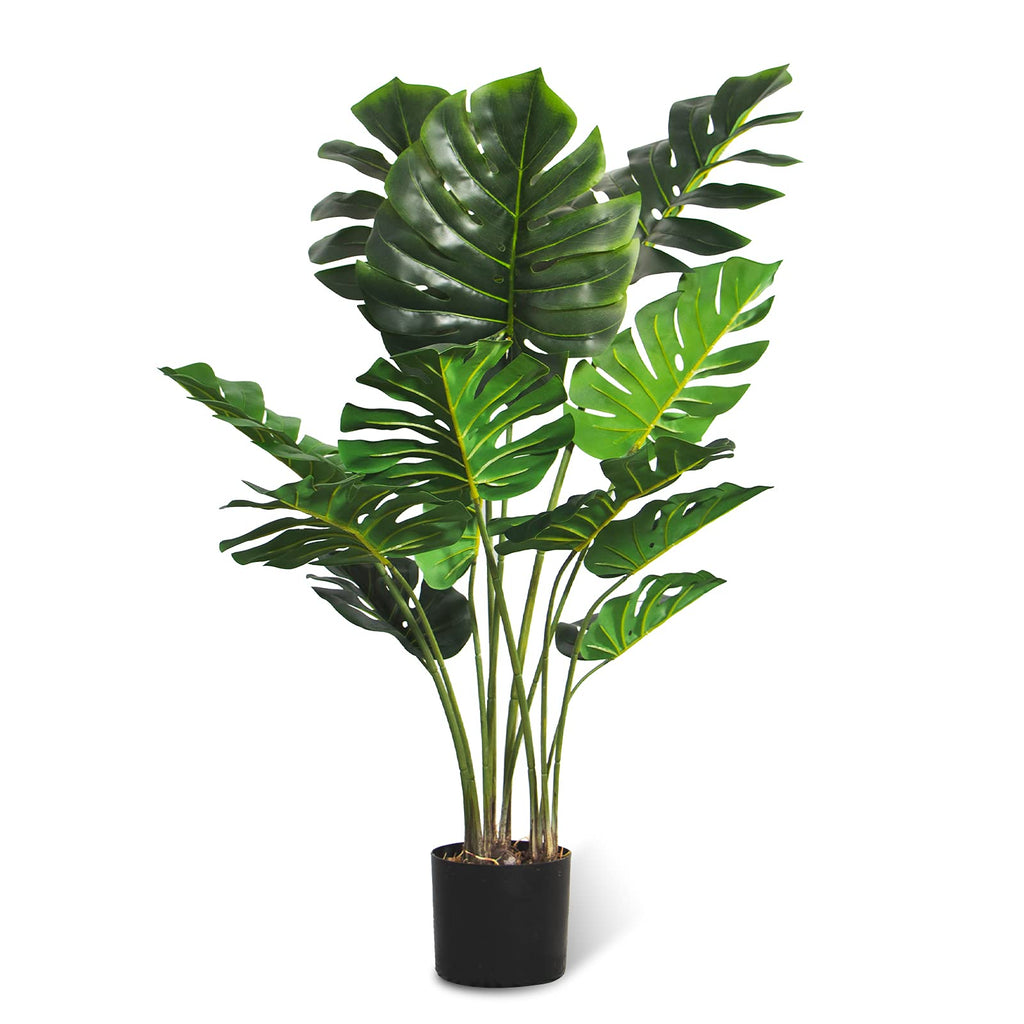 Artificial Monstera Plant 4FT Tall Fake Swiss Cheese Potted Faux Tropical Floor Plants Indoor Decorative House Palm