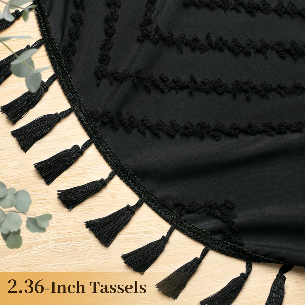 Ringless Tassel Black Chevron with Liner, 71x74