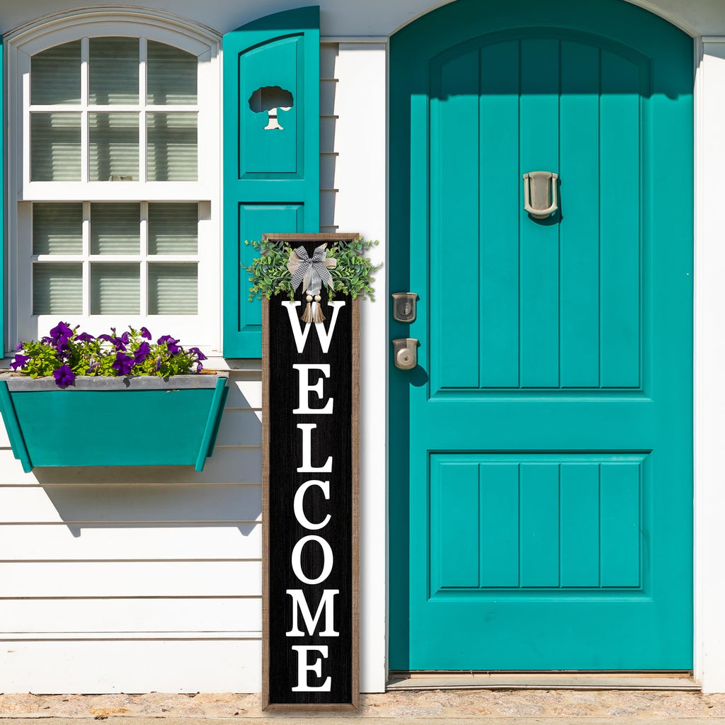 Outdoor Welcome Sign, 45"×9", Wood