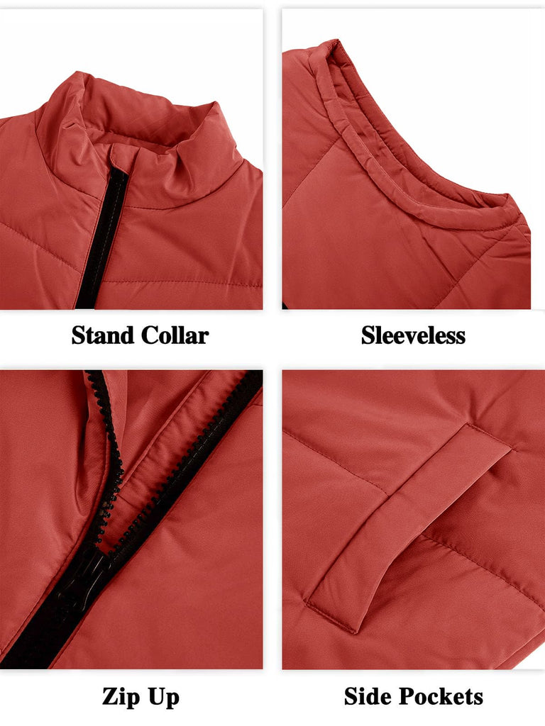 Boys Zip Up Puffer Vest Kids Stand Collar Quilted Gilet Sleeveless Jackets Outwear with Pockets