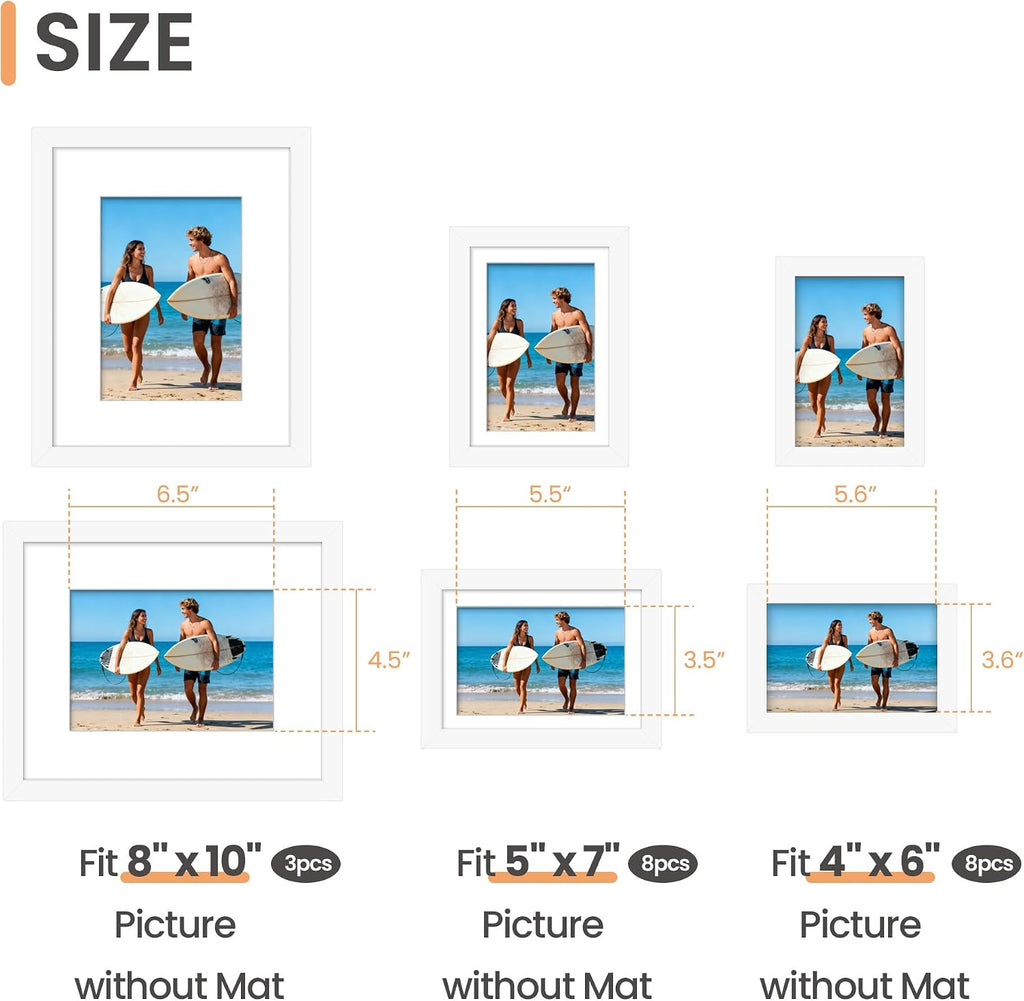 Picture Frames set of 19, Including 8x10, 5x7, 4x6 White Frame | Multi Picture Frames Collage Wall Decor, Gallery