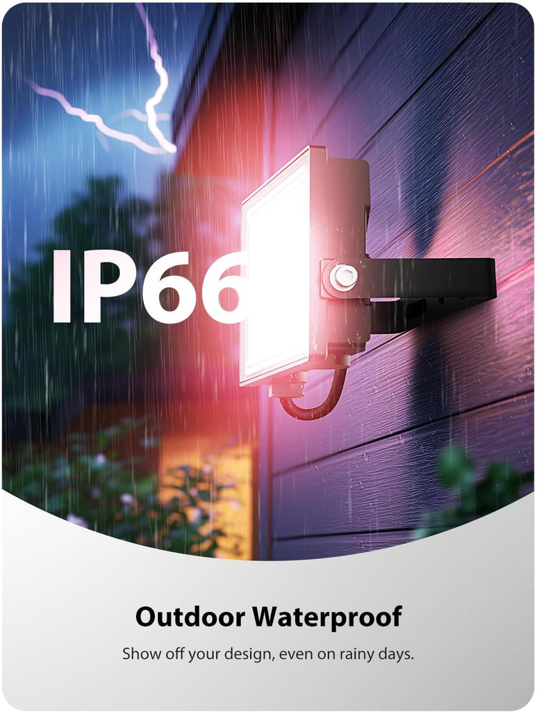 6 Pack RGB LED Flood Light Outdoor, 70W Color Changing Uplights with Remote, 2700K Warm White IP66 Stage Lighting