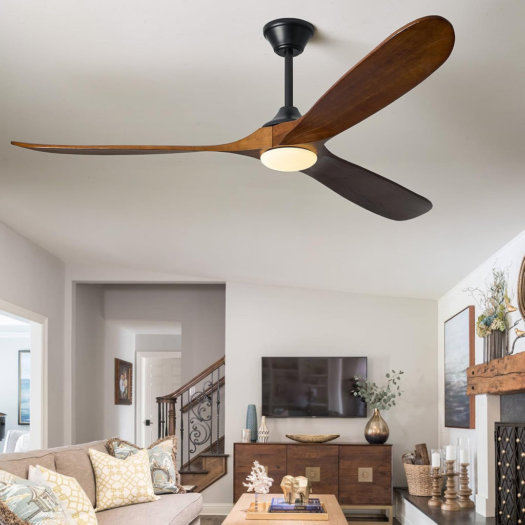 Inspired Maverick Style 72" Ceiling Fan with Lights and Remote, App Control, 3 Solid Wood Fan Blades, Dimmable LED, 6