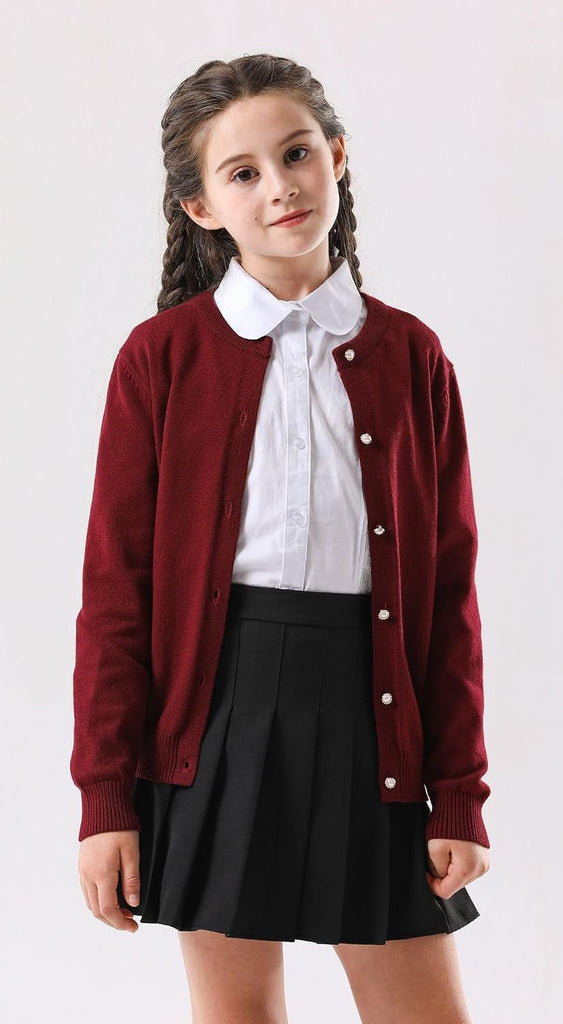Sweater School Uniforms Button Long Sleeve Knit Tops