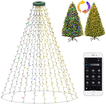 Smart Christmas Tree Lights with Ring, APP Control Music Sync 6.56Ft x 16 Lines String 400 LED Indoor Outdoor