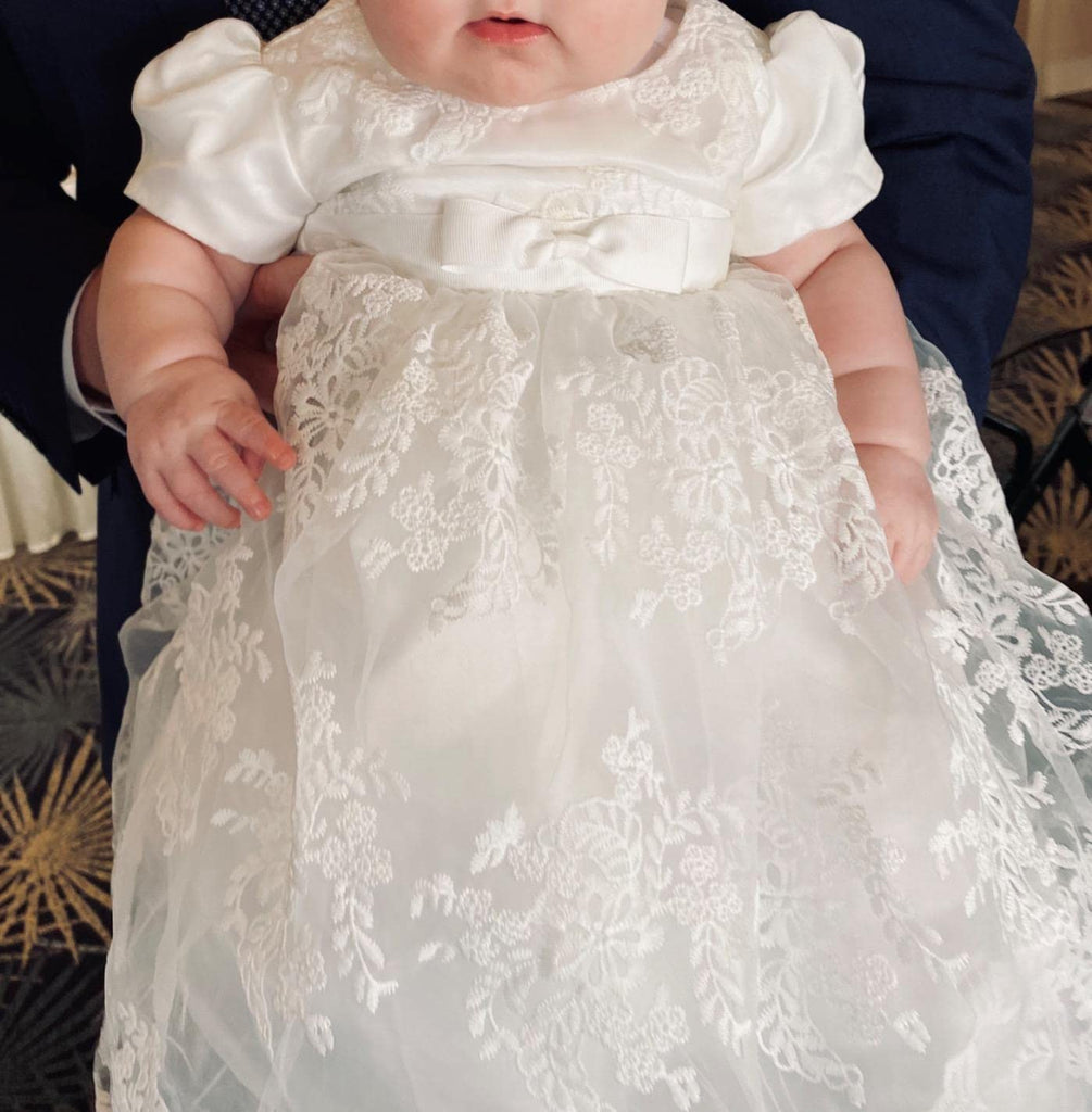 Baby Girl Flower Christening Baptism Dress Formal Party Gown Special Occasion Dresses For Toddler,Off White,6-12