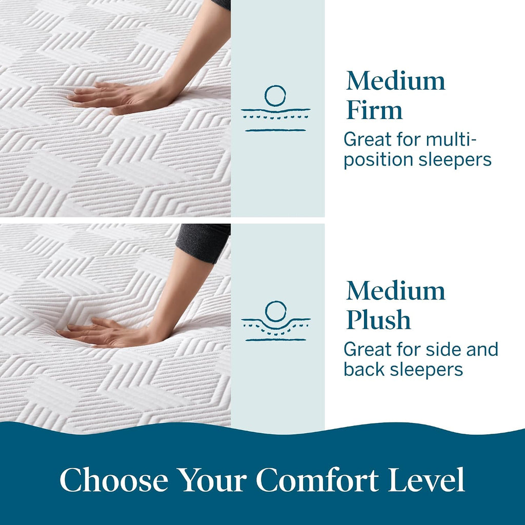 12" Medium Firm Gel Memory Foam Mattress - Bamboo Charcoal & Cooling Gel - Fiberglass Free - Bed in a Box