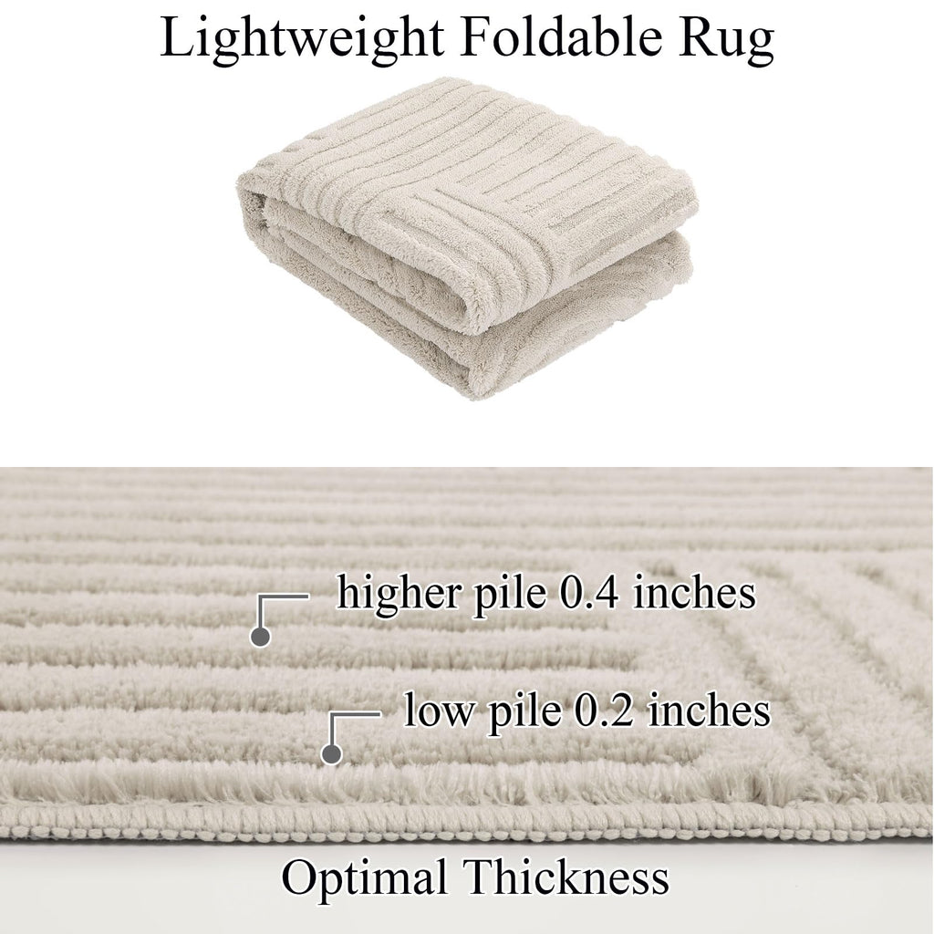 Soft Cozy Fluffy Arch Pattern High Low Pile Area Rugs Non Slip Washable Scandinavian Minimalist Rug Modern