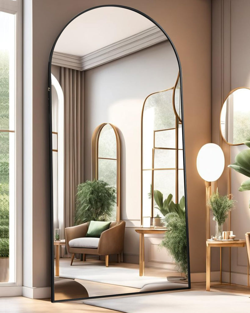 Full Length Mirror with Stand, 41"x81" Floor Mirror Freestanding, Arched Wall Mirror, Oversized, Wall Mounted Mirror