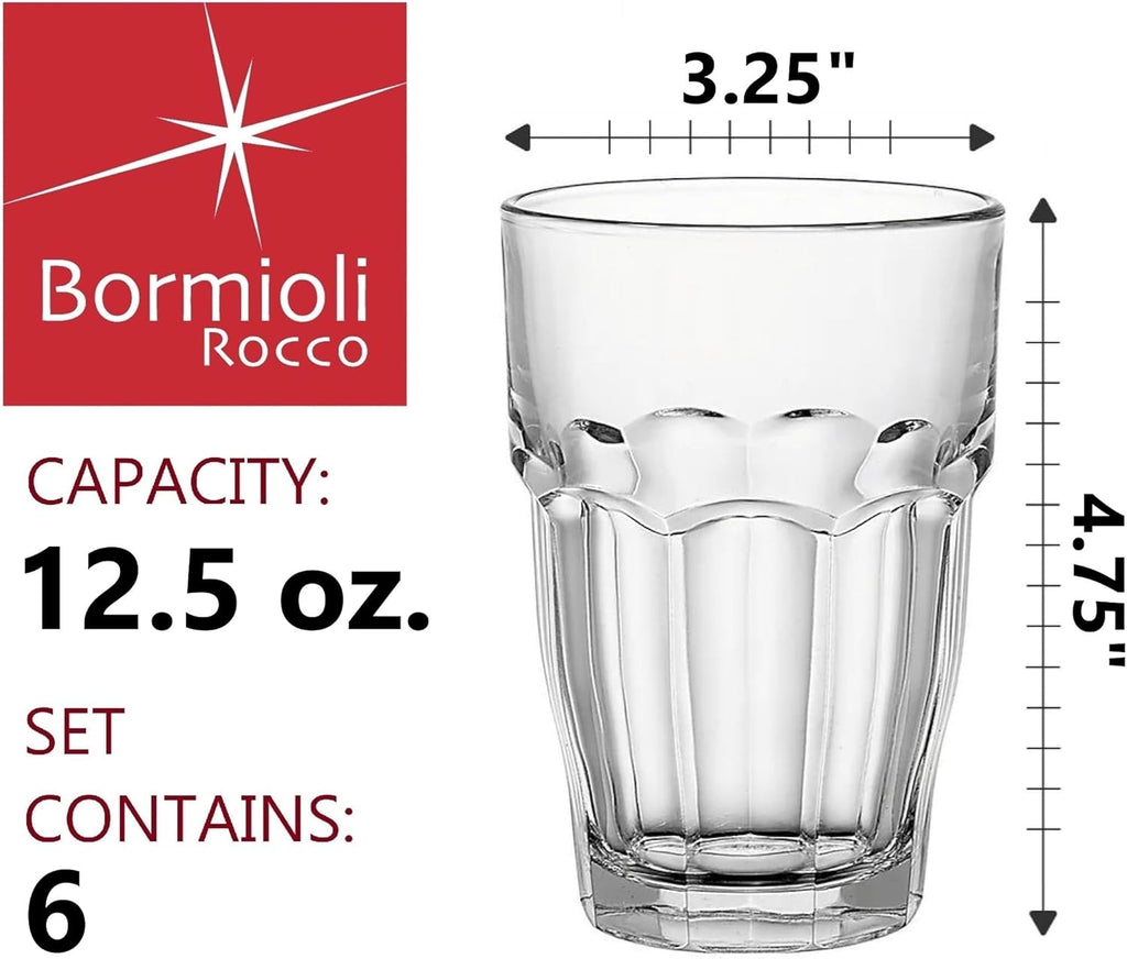 Rock Bar Stackable Beverage, Set Of 6 Dishwasher Safe Drinking Glasses For Soda, Juice, Milk, Coke, Beer, Spirits