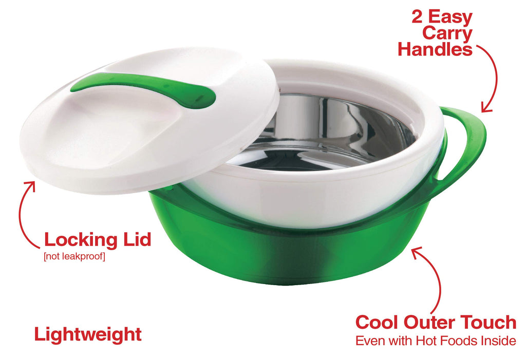 Large Insulated Casserole Dish with Lid 2.6 qt. Elegant Hot Pot Food Warmer/Cooler -Thermal Soup/Salad Serving Bowl