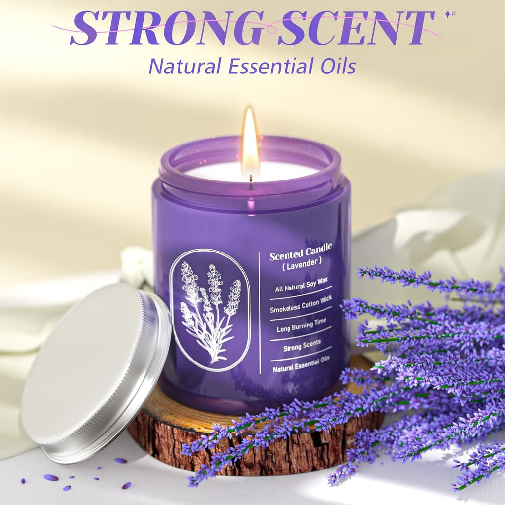Lavender Scented Soy Candle for Women & Men, 7.6 Oz, 2 Packs