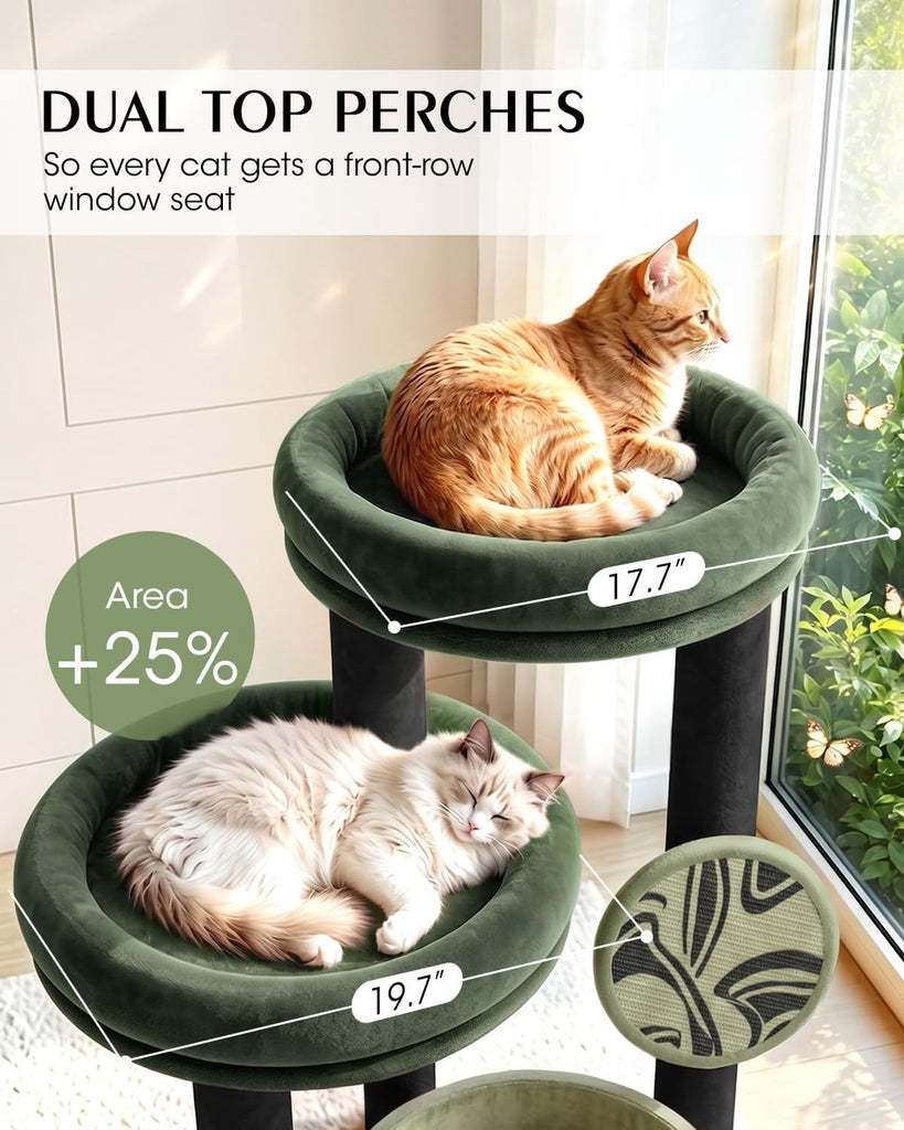 Maine Coon Cat Tree for Large Cats, 46" Cat Tower, Stable Base