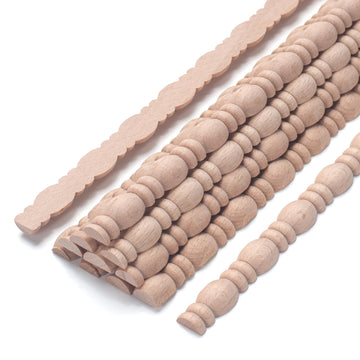 Wood Trim Molding Decorative, Gourd Wood Moldings & Trims, 12 PCS 15.8 inch Long Wooden Strips for Wall, Cabinet
