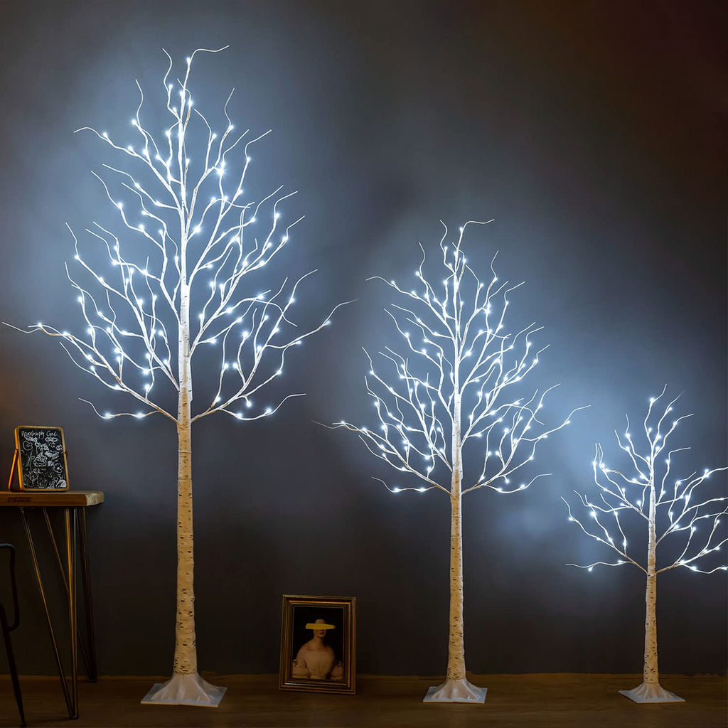 Lighted Birch Tree, 8ft Birch Tree Lights, Large Artificial Twig Tree Light 9Modes Timer for Indoor Outdoor