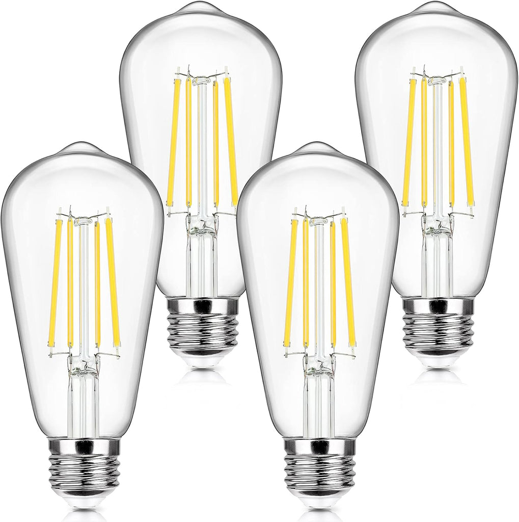 4-Pack Vintage E26 LED Edison Bulbs 100W Equivalent 1400LM High Brightness 8W ST58 LED Filament Light Bulbs 5000K