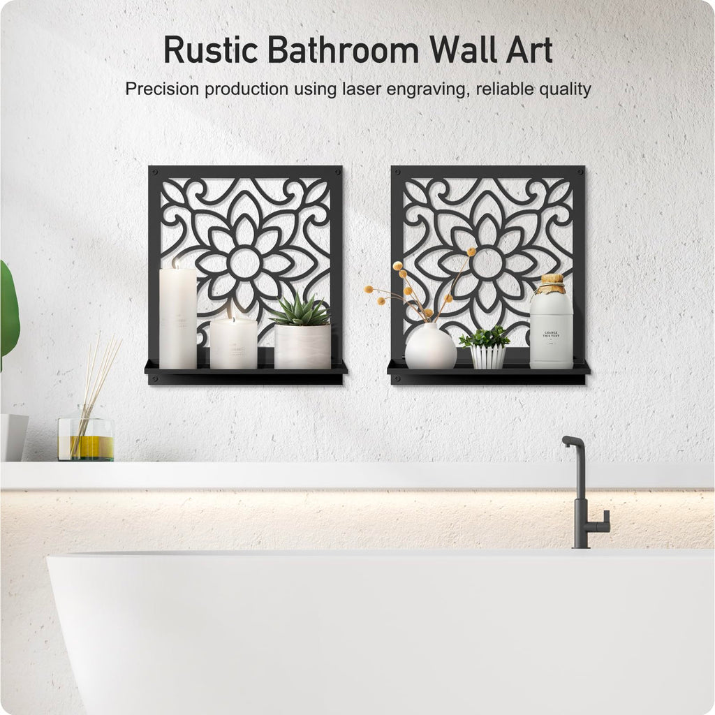 Metal Wall Candle Sconce Holder, Rustic Bathroom Wall Decor Bedroom Bathroom (2 Pack, 11.8 x 13 in)