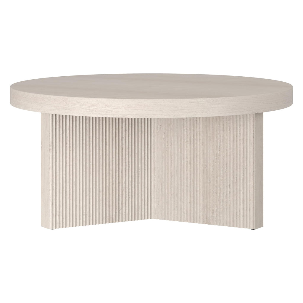 32" Scandinavian Fluted Coffee Table, Beech White