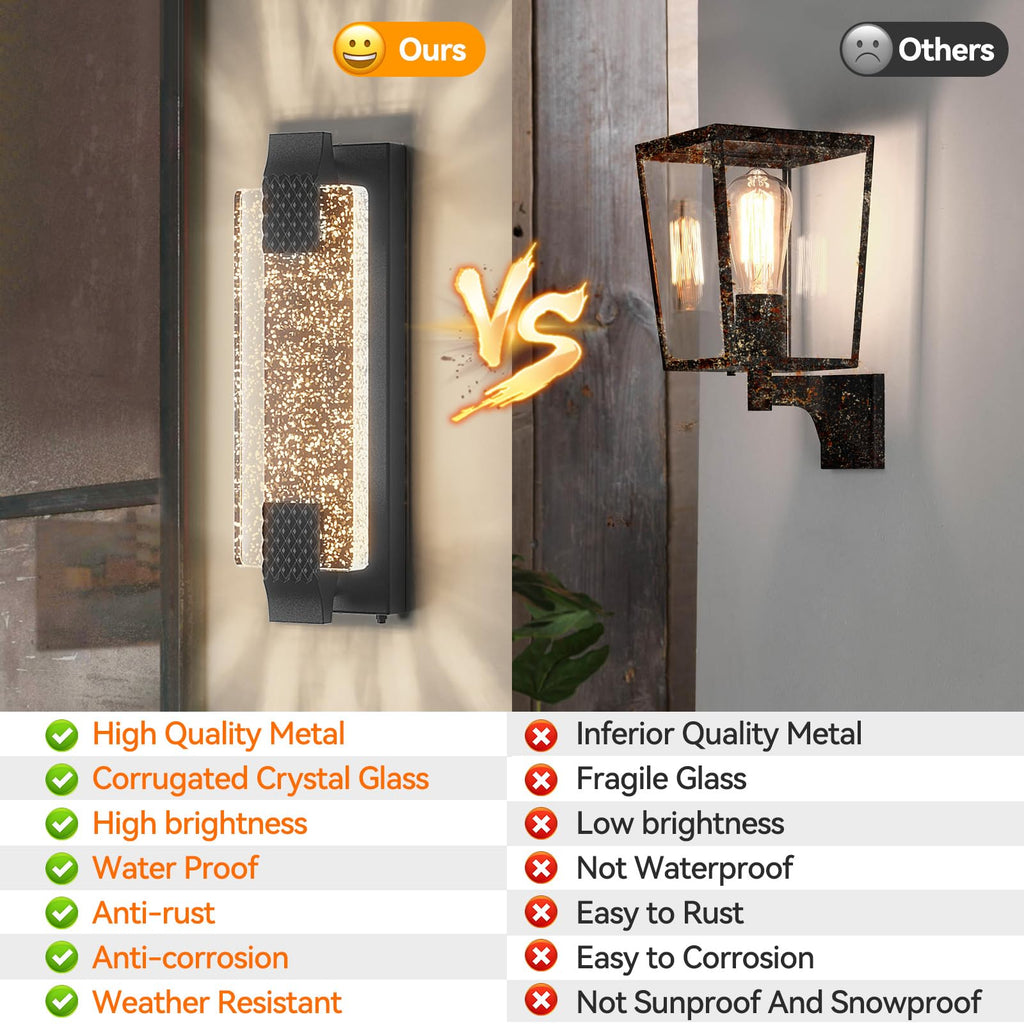 Dusk to Dawn Outdoor Wall Light, Sparkling Glow Porch Sconce
