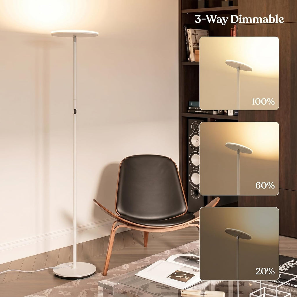 Sky LED Floor lamp, Torchiere Super Bright Floor Lamp Decor & Office - Dimmable, Tall Standing Lamp with Warm Light