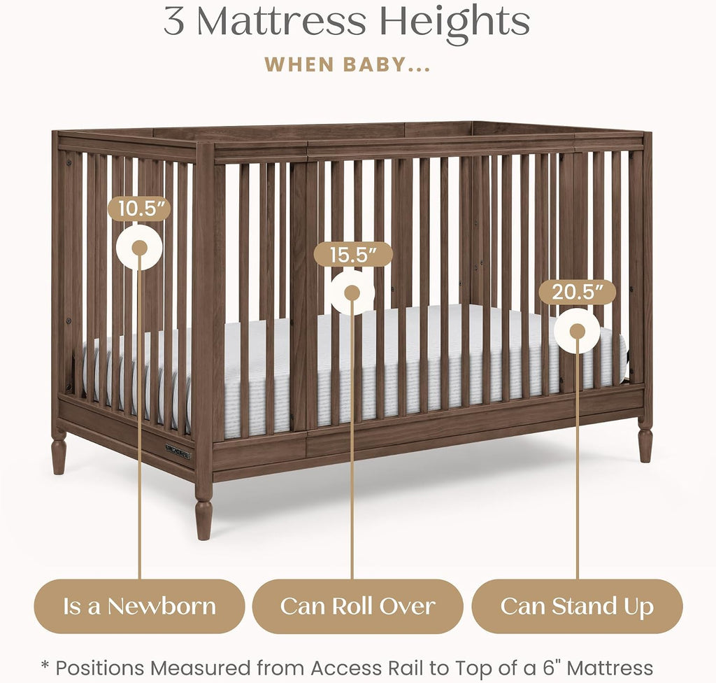 Jalen Grow with Me 9-in-1 Convertible Crib, Teak Brown | Greenguard Gold Certified Crib Converts from Portable