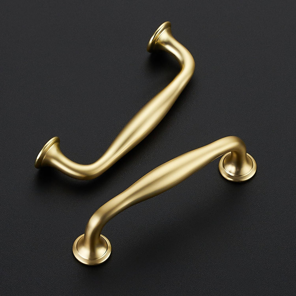 Brushed Gold Cabinet Handles Solid Pulls 3-3/4 Inch 20 Pack