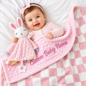 Blanket and Bunny Lovey Set Baby Essentials For Boy Girls
