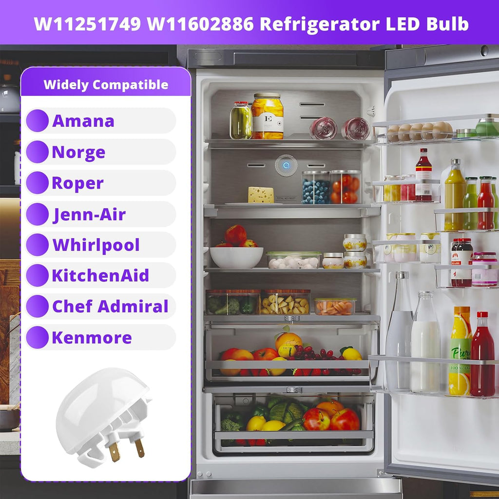 Refrigerator LED Freezer Light Bulb Replacement for Whirlpool