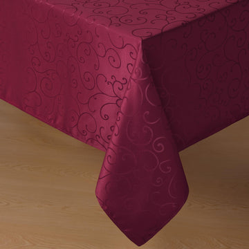 Burgundy Christmas Jacquard Rectangle Tablecloth, 60 x 84 Inch