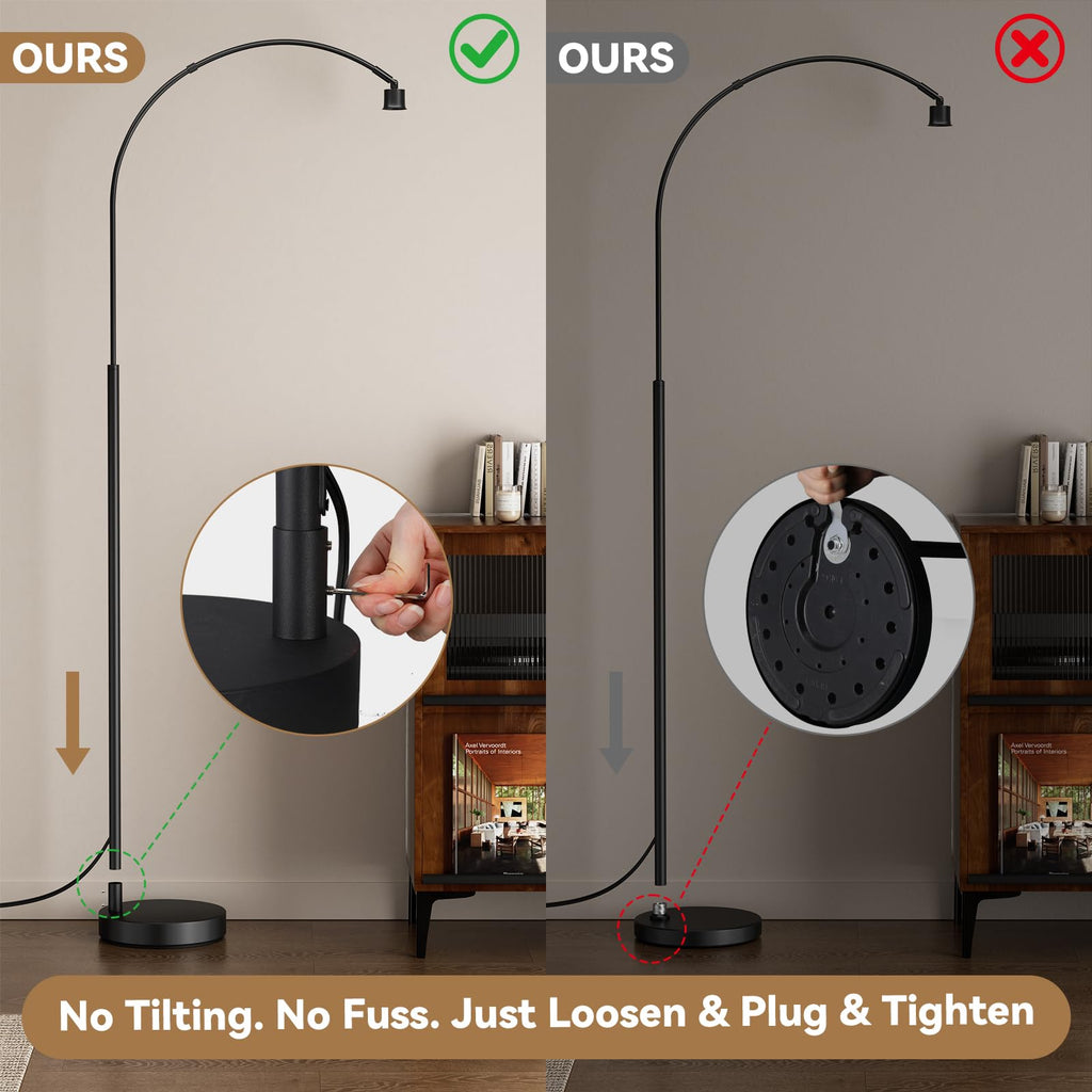 Boho Arc Floor Lamp, Color Temperatures and Brightness Adjustable