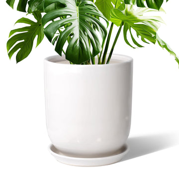 10in Plant Pot, Ceramic Plant pots, Ceramic Planter for Indoor Plants Outdoor, Mid-Century Modern Home Decor, Modern