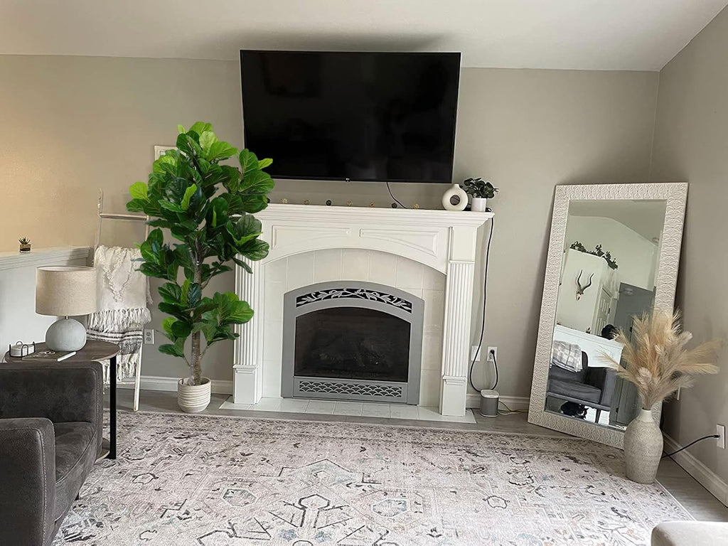6ft Artificial Fiddle Leaf Fig Tree Decor, 6 Feet Large Faux Plant Fake Ficus lyrata Silk Trees with Pot Outdoor