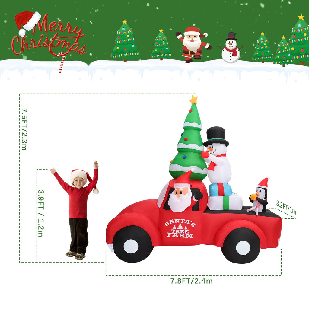 Christmas Inflatables, 8FT Light Up Red Truck Christmas Decor