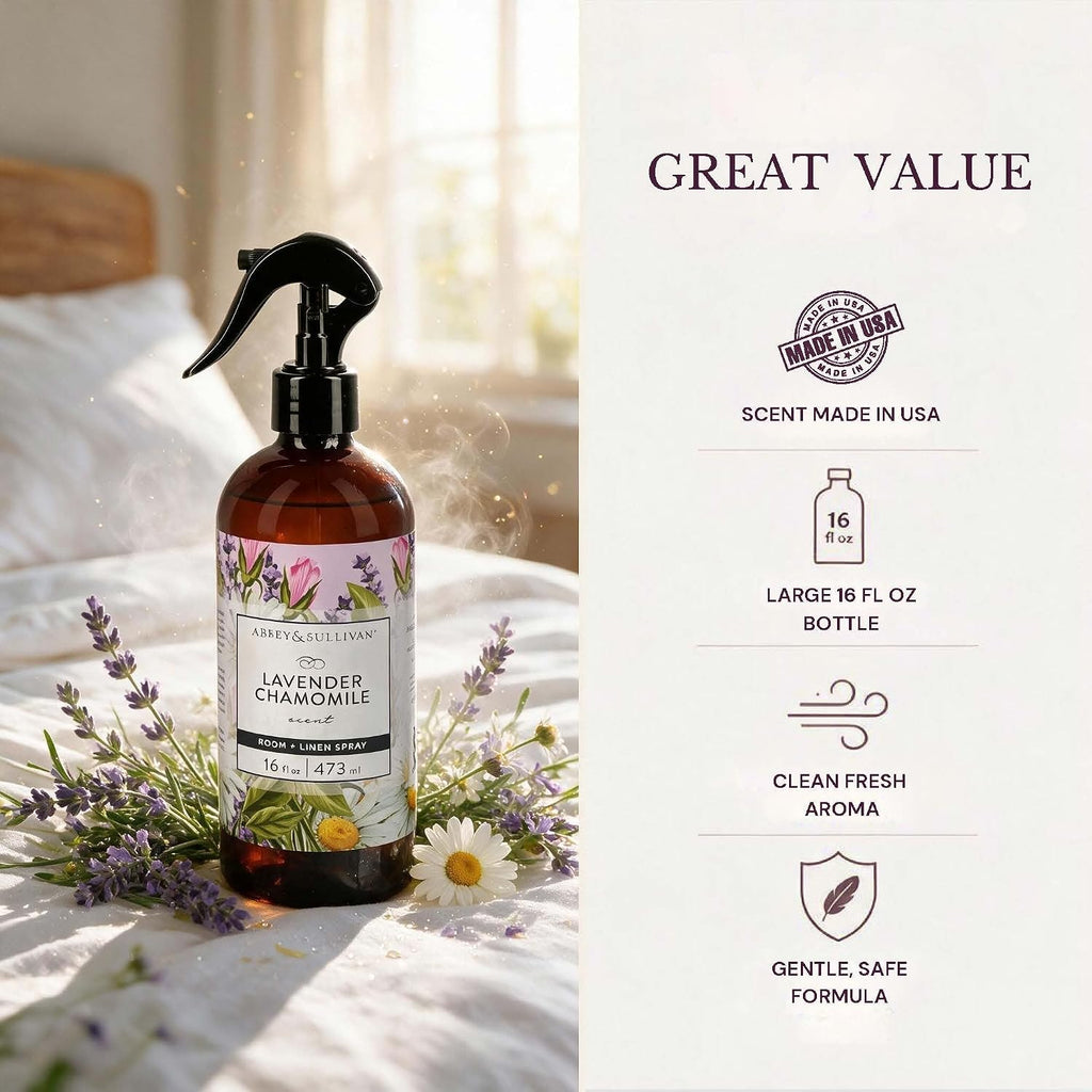 Linen Spray, Lavender Chamomile, Fabric Freshener and Fragrance Room Spray, 16 oz - Set of 2