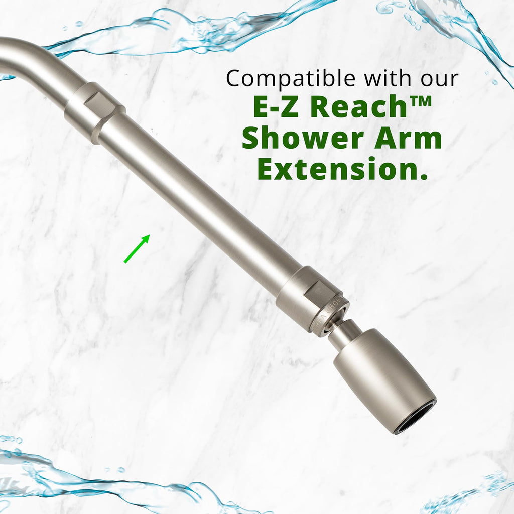 Sierra ClassicTM Solid Metal 1.5 GPM Award Winning, Ultra Low Flow Shower Head. Patented Nozzle Never Clogs. Long Nut