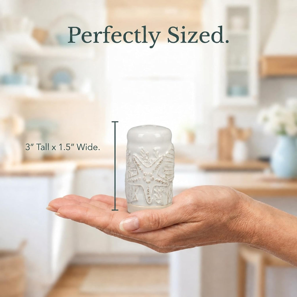 Ceramic Coastal Salt and Pepper Shakers - Set of 2