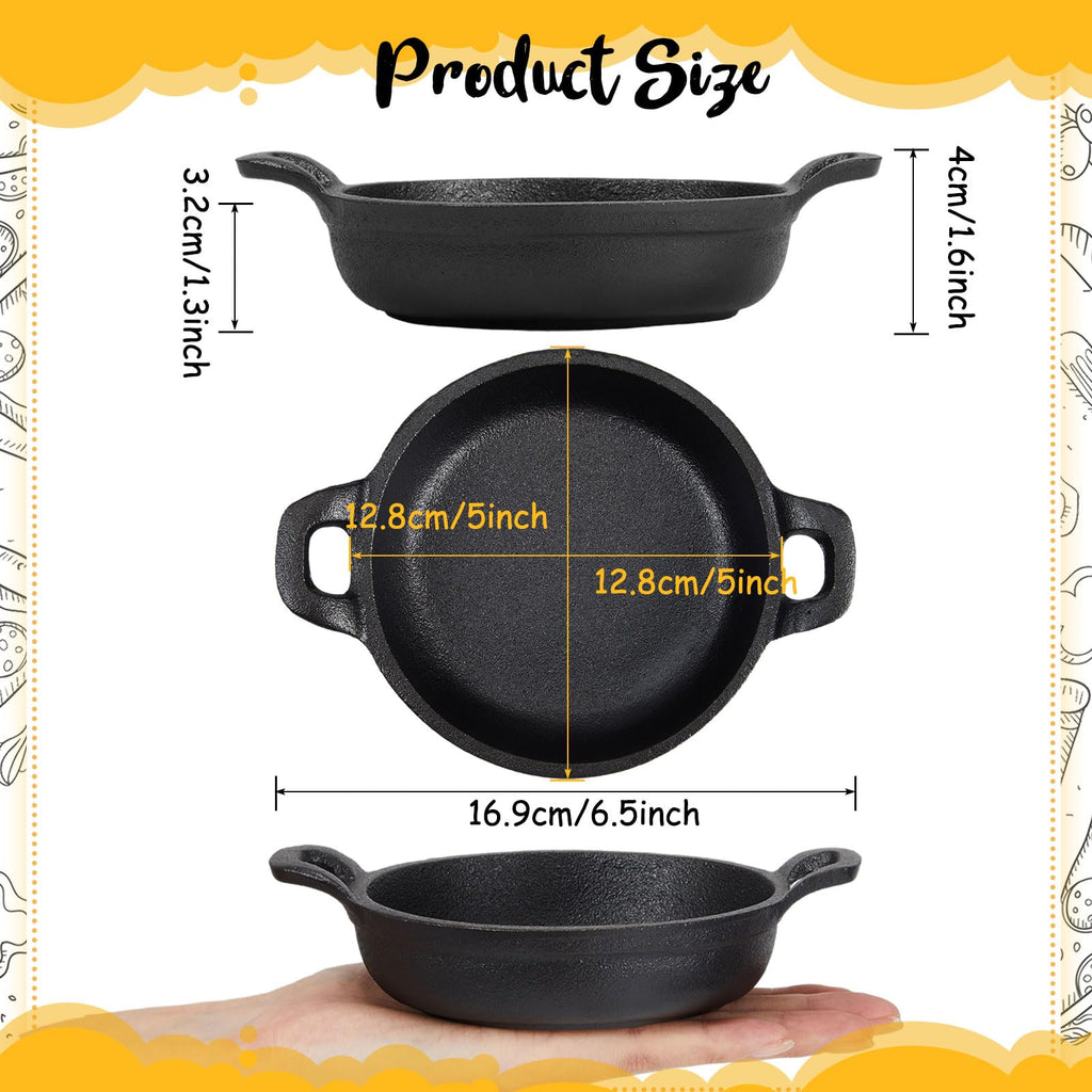 6 Pack Mini Cast Iron Skillets 5 x 5 x 1.3 Inch Pan Ramekin Set