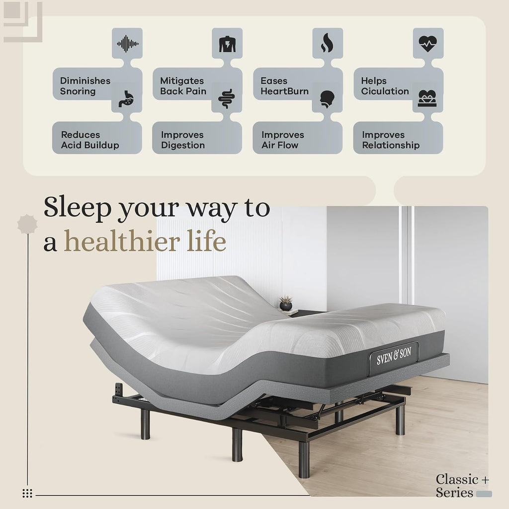 Harmony Adjustable Bed Base, Head and Foot Lift, Massage, Under-Bed Lights, USB, Gel Memory, Zero Gravity Smart Frame - Set of 2