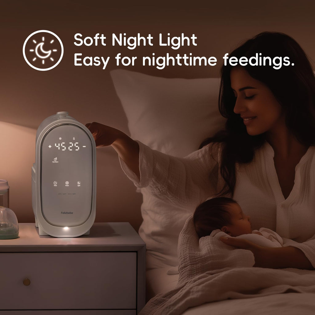Bottle Warmer for Breastmilk, 11-in-1 Double Bottle Warmer Large Touchscreen with Night Light, Detachable for Easy