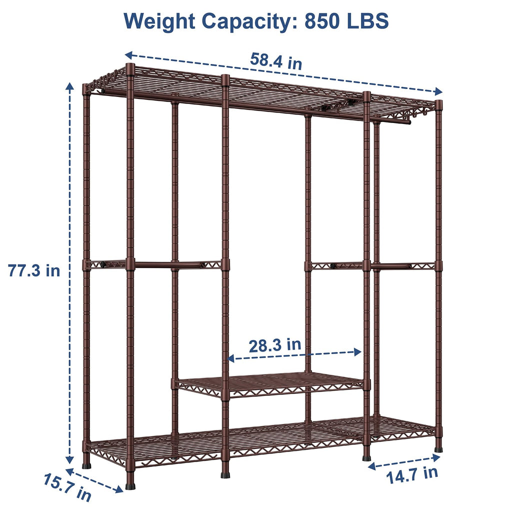 E3 Heavy Duty Garment Rack 4-Tier Freestanding Closet Organizer System