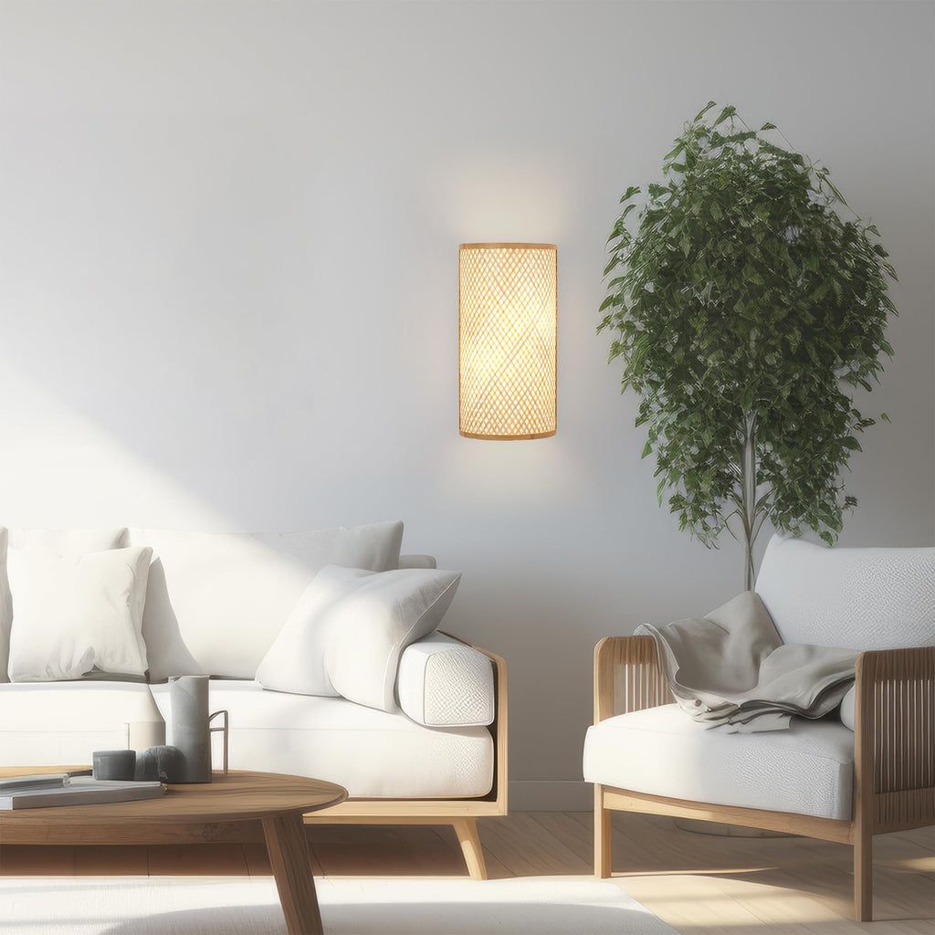 Bamboo Wall Sconces, Rattan Boho Wall Sconces Hardwired Rustic Wall Mounted Light Farmhouse Wall Light Fixtures