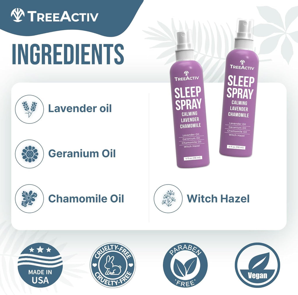 Sleep Spray, Calming Lavender Chamomile, Soothing Witch Hazel & Lavender Pillow Spray Air Freshener for Room, Bed